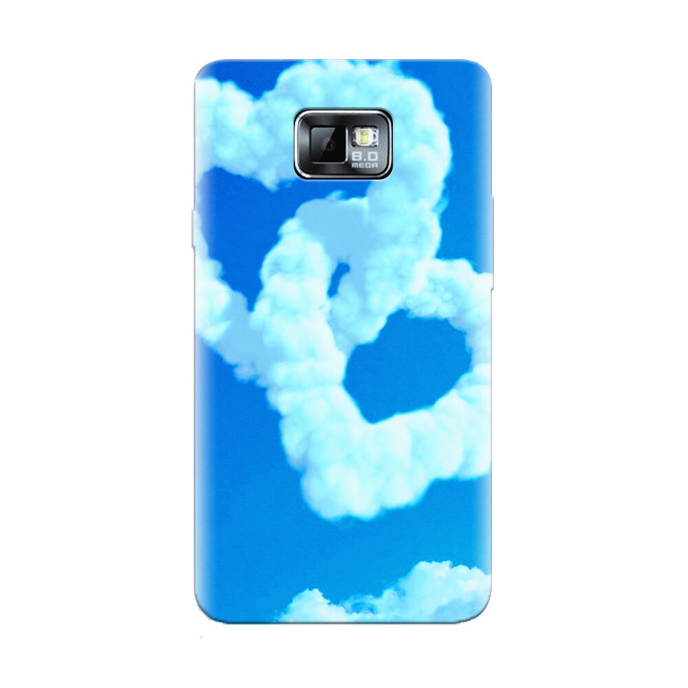 Husa silicon pentru Samsung Galaxy S2, Heart Shaped Clouds Blue Sky