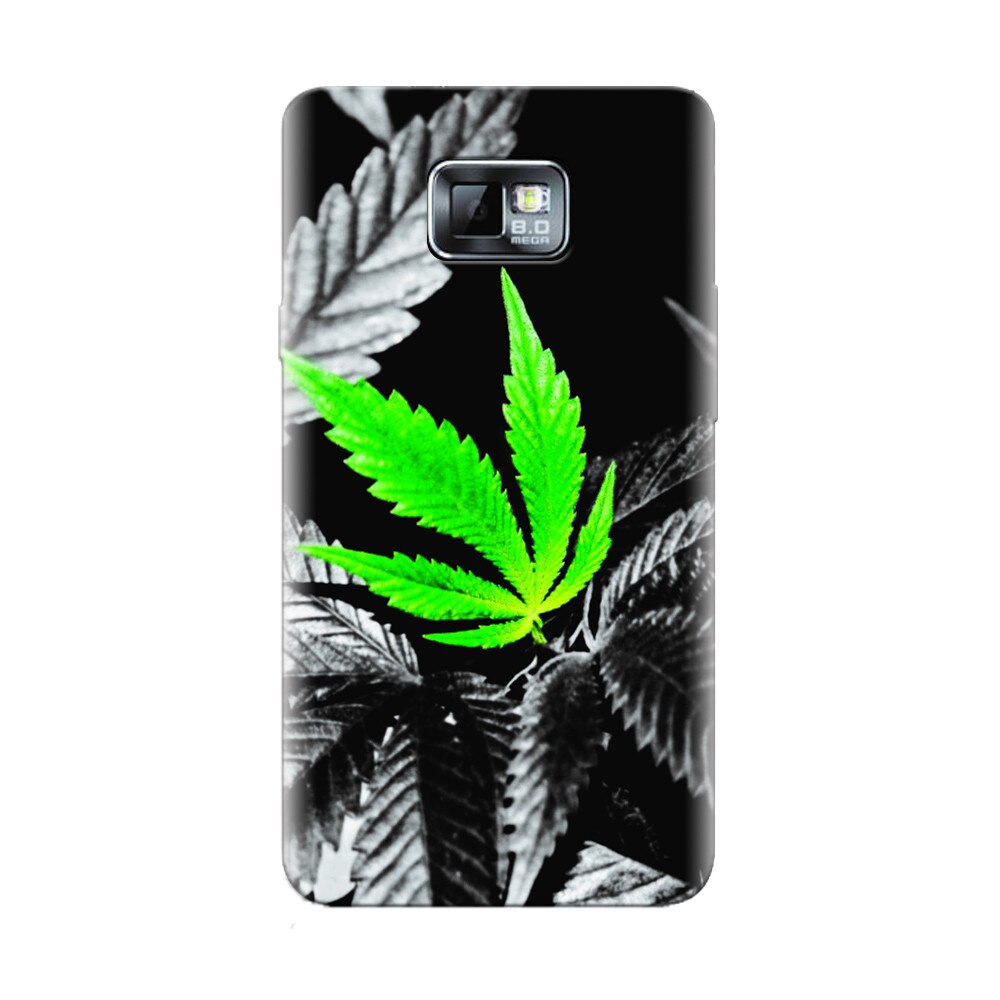 Husa silicon pentru Samsung Galaxy S2, Trippy Pot Leaf Green