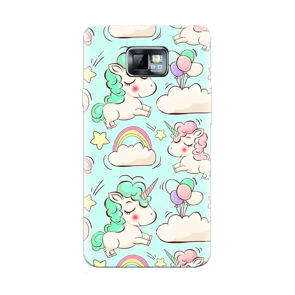 Husa silicon pentru Samsung Galaxy S2, Unicorns And Clouds