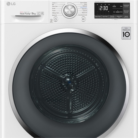 Uscator de rufe LG RC90U2AV2W, Pompa de caldura, 9 KG, 14 programe, Smart Diagnosis, Wi-Fi, Display LED, Touch, Clasa A+++, Alb