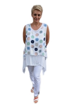 Bluza trendy, asimetrica cu buline,D&J Exclusive, Alb Bluza trendy, asimetrica cu buline,D&J Exclusive, Alb