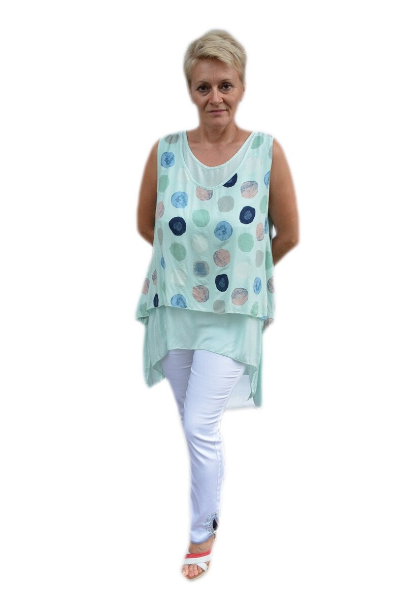 Bluza trendy, asimetrica cu buline,D&J Exclusive, Verde