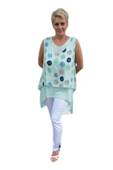 Bluza trendy, asimetrica cu buline,D&J Exclusive, Verde Bluza trendy, asimetrica cu buline,D&J Exclusive, Verde
