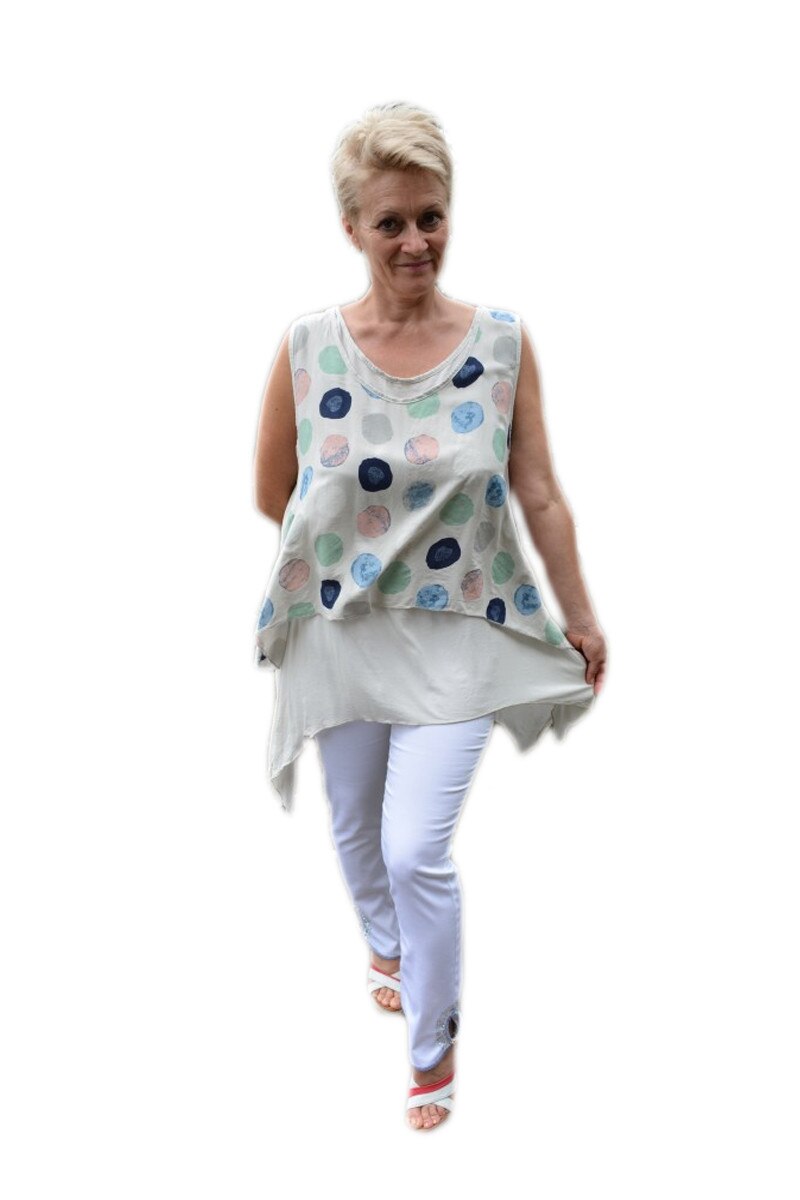 Bluza trendy, asimetrica cu buline,D&J Exclusive, Bej
