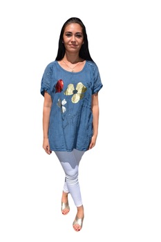 Bluza fashion cu design de maci si buzunare,D&J Exclusive, Albastru marin