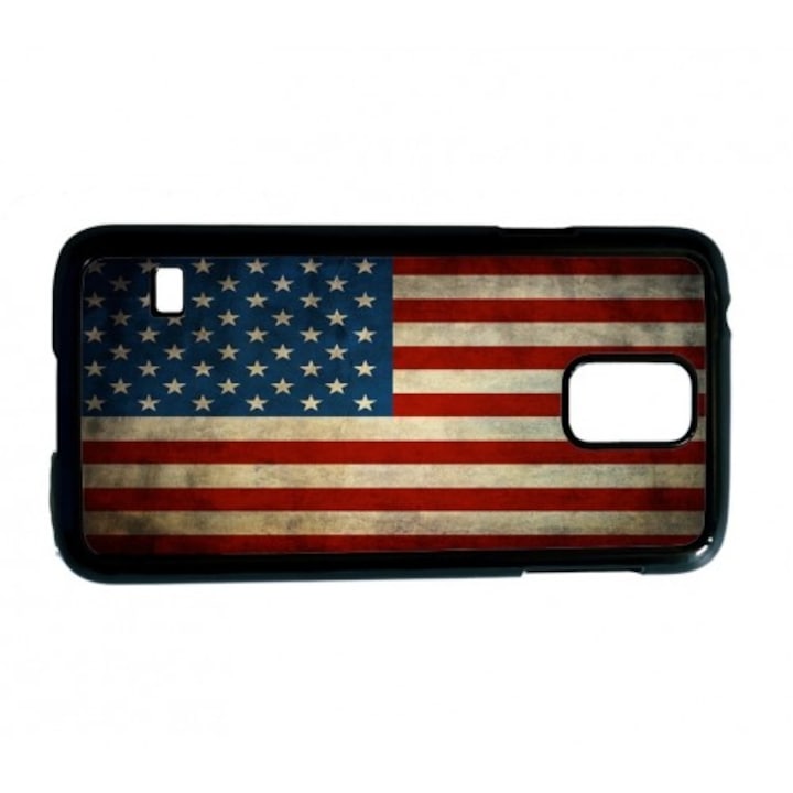 Amerikai zászló - Samsung galaxy S5 tok, fekete kerettel, szilikon