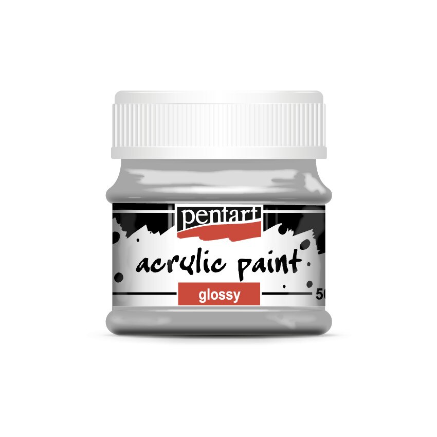 Vopsea acrilica lucioasa pe baza de apa Pentart - gri, 50 ml