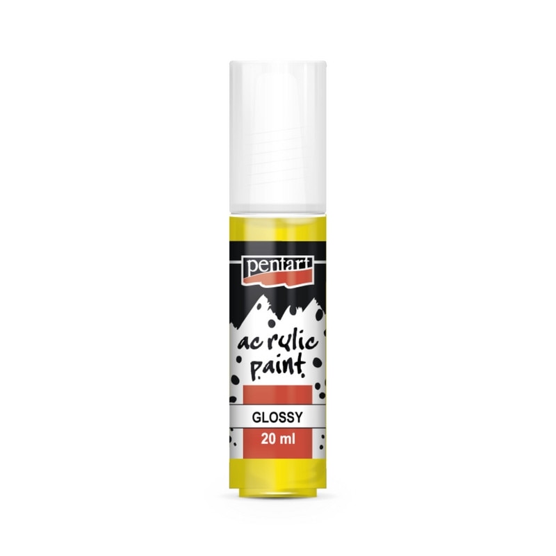 Vopsea acrilica lucioasa pe baza de apa Pentart - galben, 20 ml