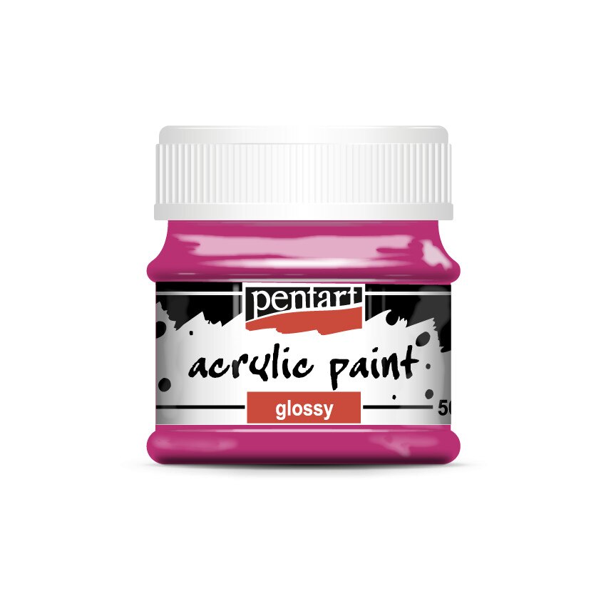 Vopsea acrilica lucioasa pe baza de apa Pentart - magenta, 50 ml
