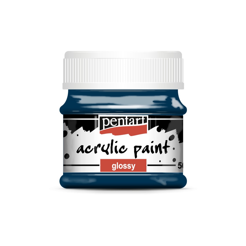 Vopsea acrilica lucioasa pe baza de apa Pentart - albastru indigo, 50 ml