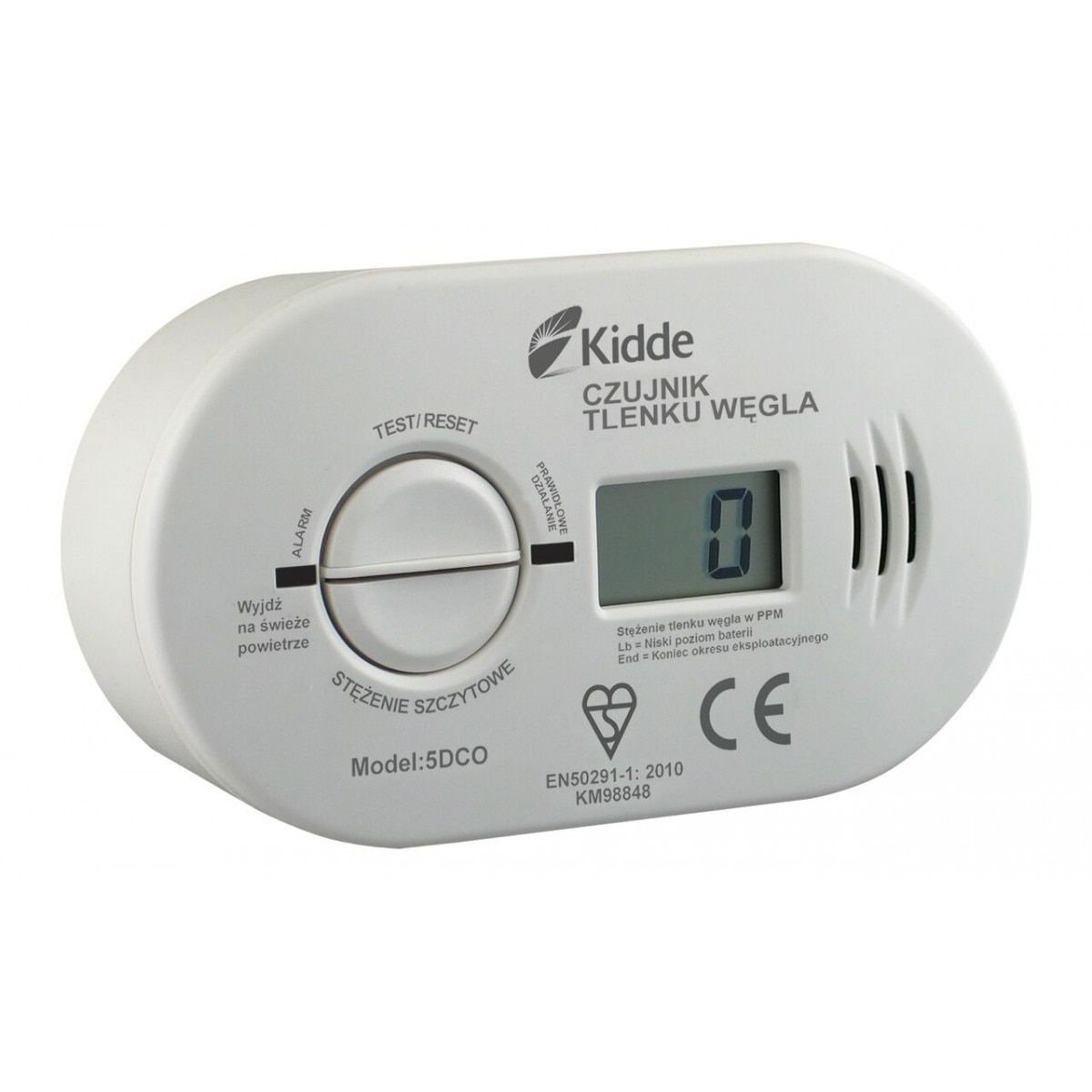 Detector de monoxid de carbon, Kidde, Cu afisaj, 5DCO, Alb