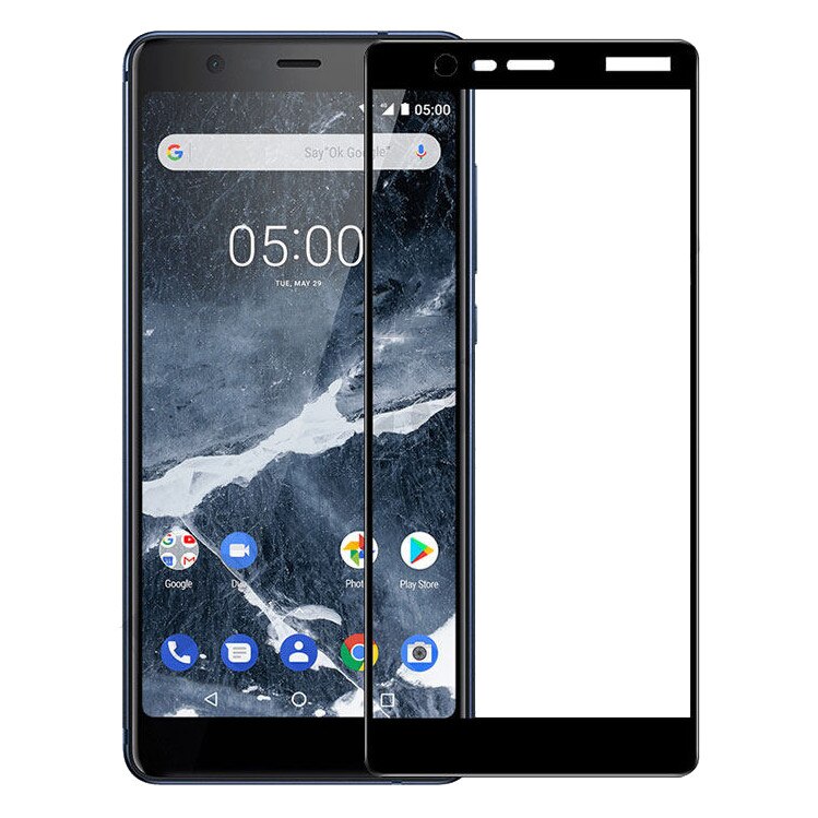 Folie protectie sticla securizata full size pentru Nokia 5.1, negru