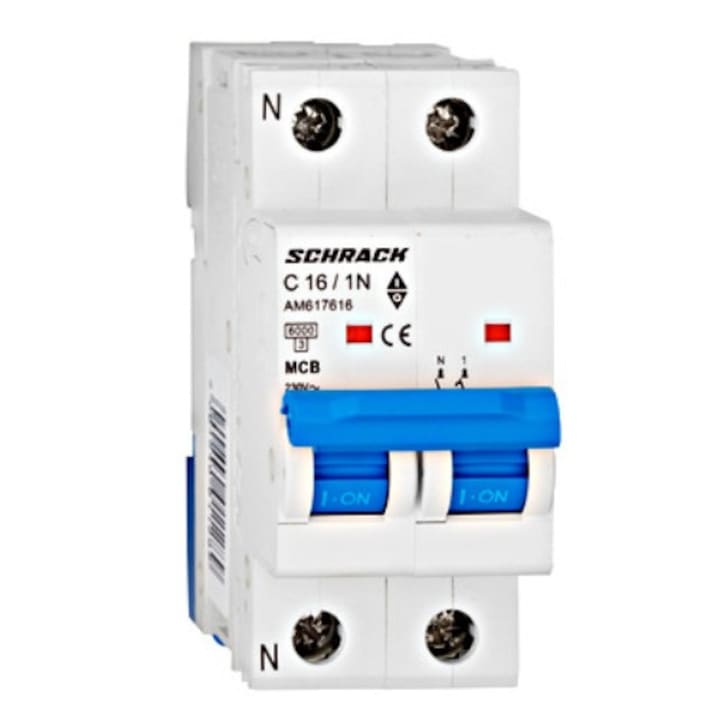 Автоматичен предпазител 1P+N 16A 2 модула Schrack-Amparo AM617616