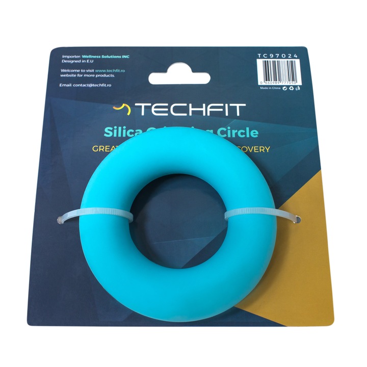 Inel flexor TECHFIT, pentru antrenamentul mainii si recuperare, Albastru