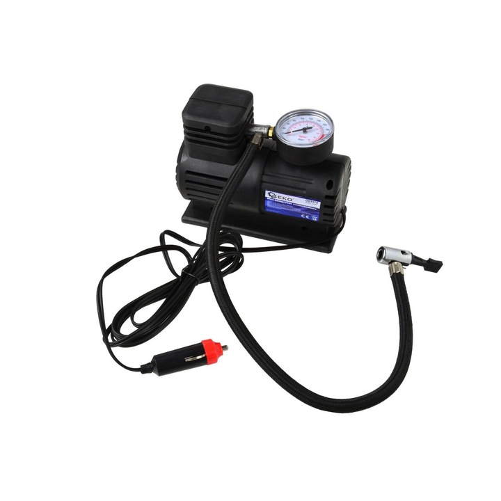 Автомобилен мини компресор Geko, 12V, Черен
