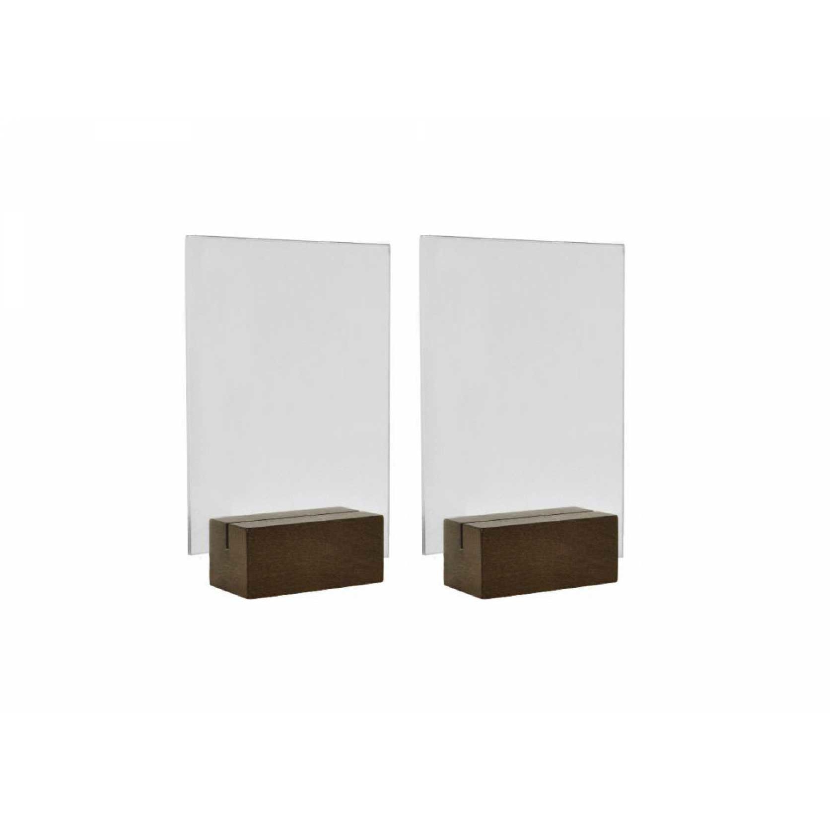 Suport meniu/oferte WOOD A5 portret cu baza dreptunghiulara din lemn, 2 buc/SET