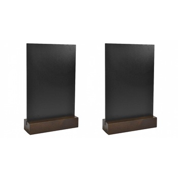 Suport meniu/oferte BLACK, 2 buc/SET, cu baza din lemn si panou de scris cu creta sau marker Suport meniu/oferte BLACK, 2 buc/SET, cu baza din lemn si panou de scris cu creta sau marker