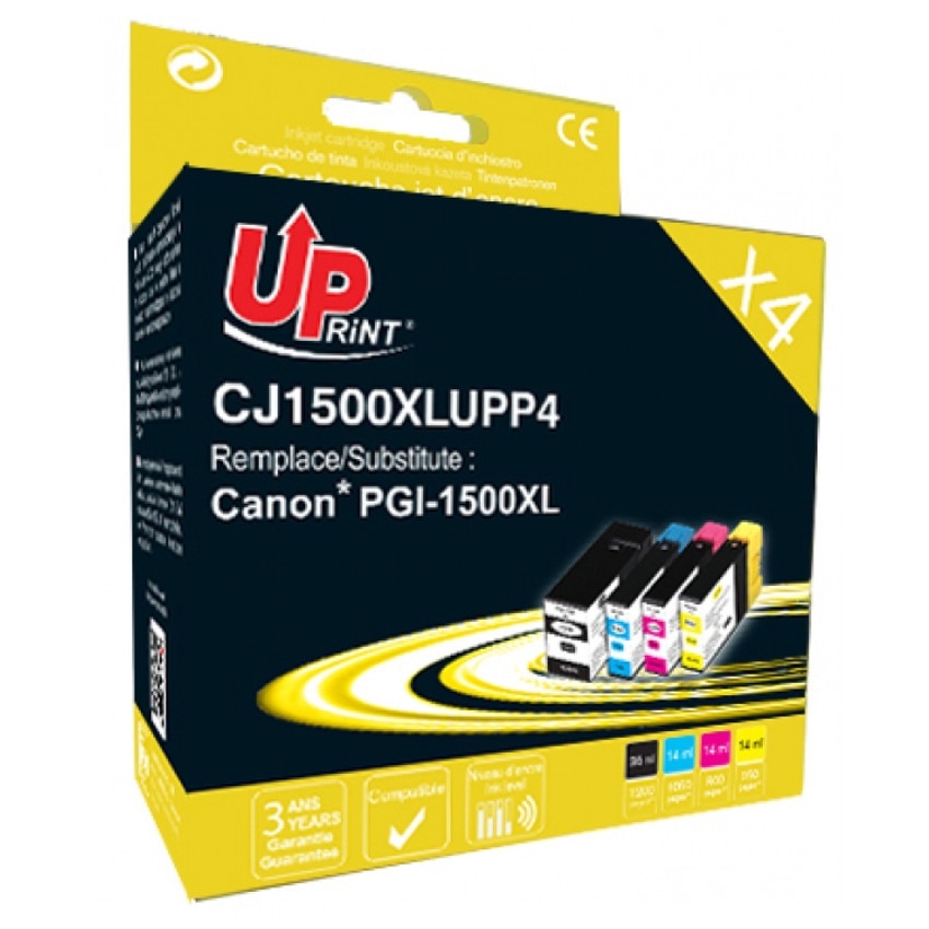 Set cartuse cerneala UPRINT CJ1500XLUPP4, 1x 36 ml + 3x 14 ml, compatibil PGI-1500XL
