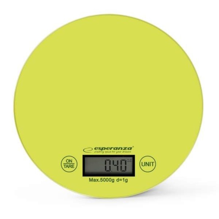 Cantar de Bucatarie cu Afisaj LCD, Capacitate 5 kg, Diametru 20cm, Culoare Verde
