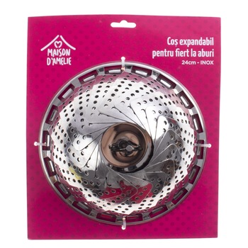 Cos expandabil Maison D'Amelie, pentru fiert la aburi, 24cm, inox Cos expandabil Maison D'Amelie, pentru fiert la aburi, 24cm, inox