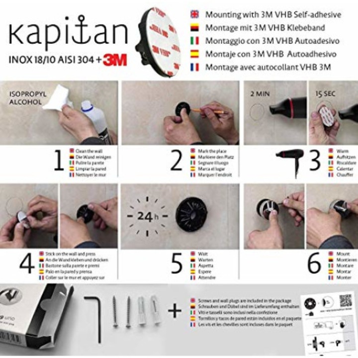 Пръчка за хавлия Kapitan QUATTRO, 50см, неръждаема стомана 18/10 AISI 304