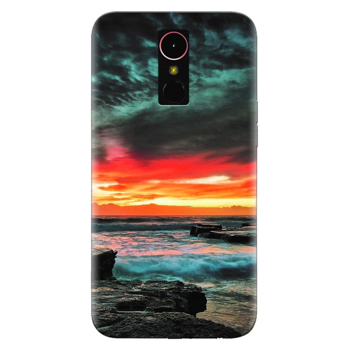 Силиконов кейс за LG K8 2017, Dramatic Rocky Beach Shore Sunset