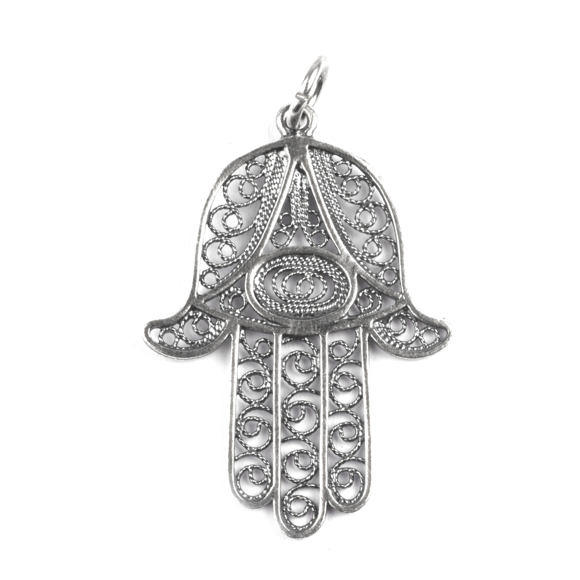 Pandantiv Hamza filigran, Argint 925, 4 x 2.3 cm