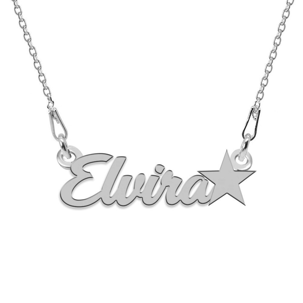 Colier Argint, Steluta, Nume Elvira , BijouxMAG, 45 cm