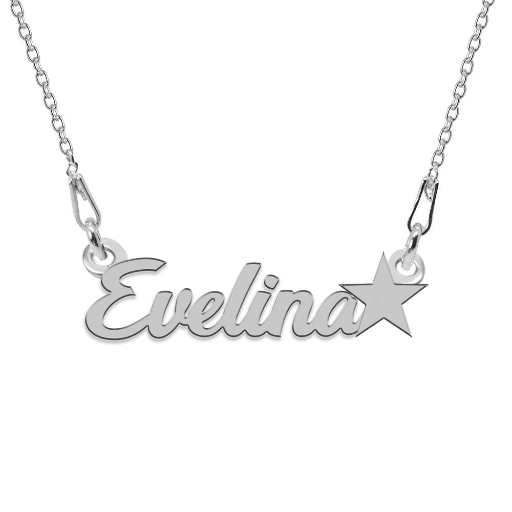 Colier Argint, Steluta, Nume Evelina , BijouxMAG, 45 cm