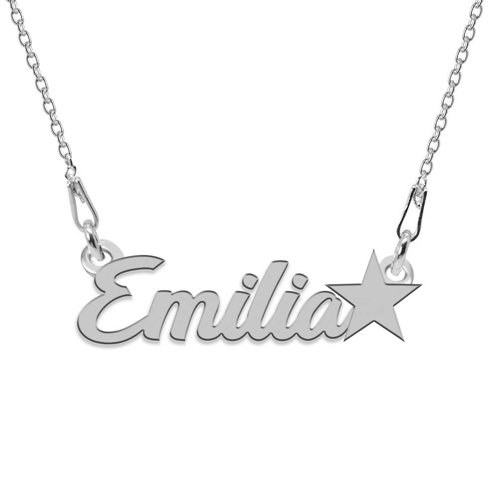 Colier Argint, Steluta, Nume Emilia , BijouxMAG, 45 cm