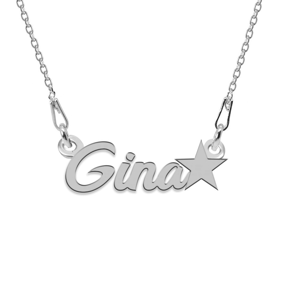 Colier Argint, Steluta, Nume Gina , BijouxMAG, 45 cm