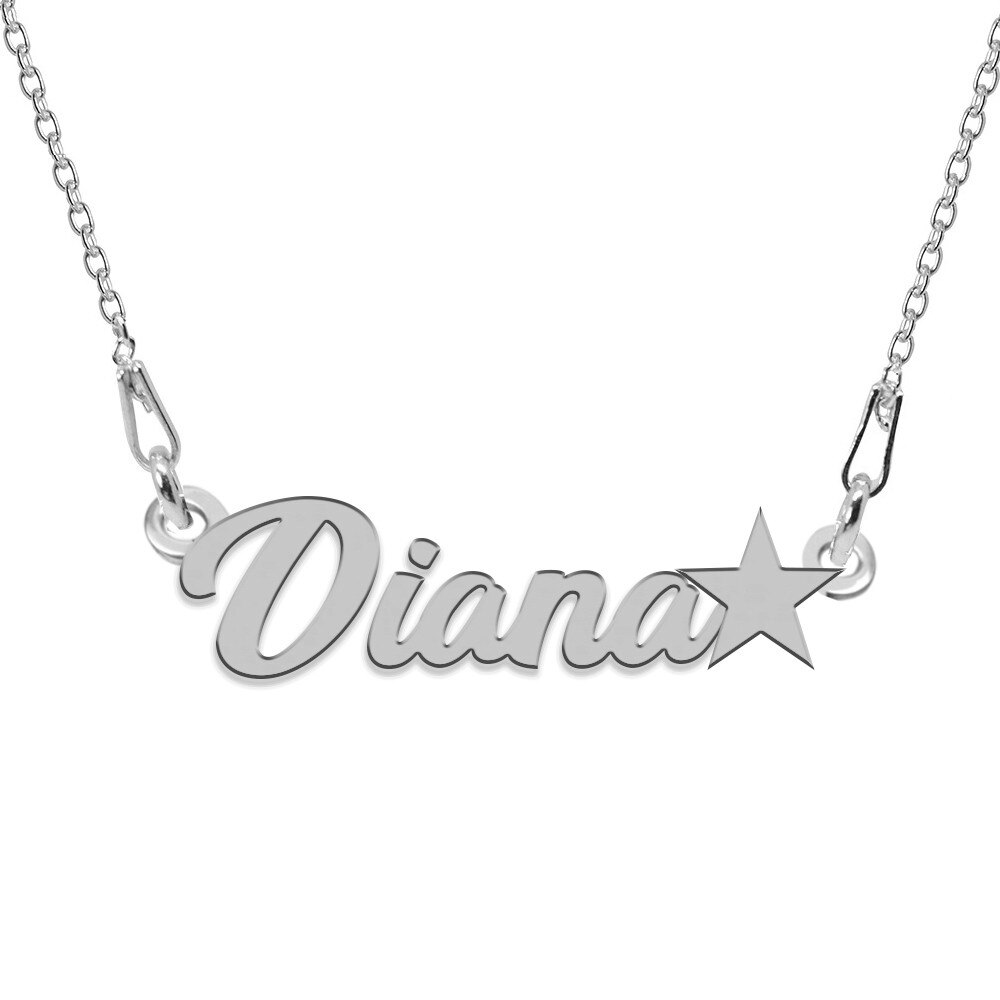 Colier Argint, Steluta, Nume Diana , BijouxMAG, 45 cm