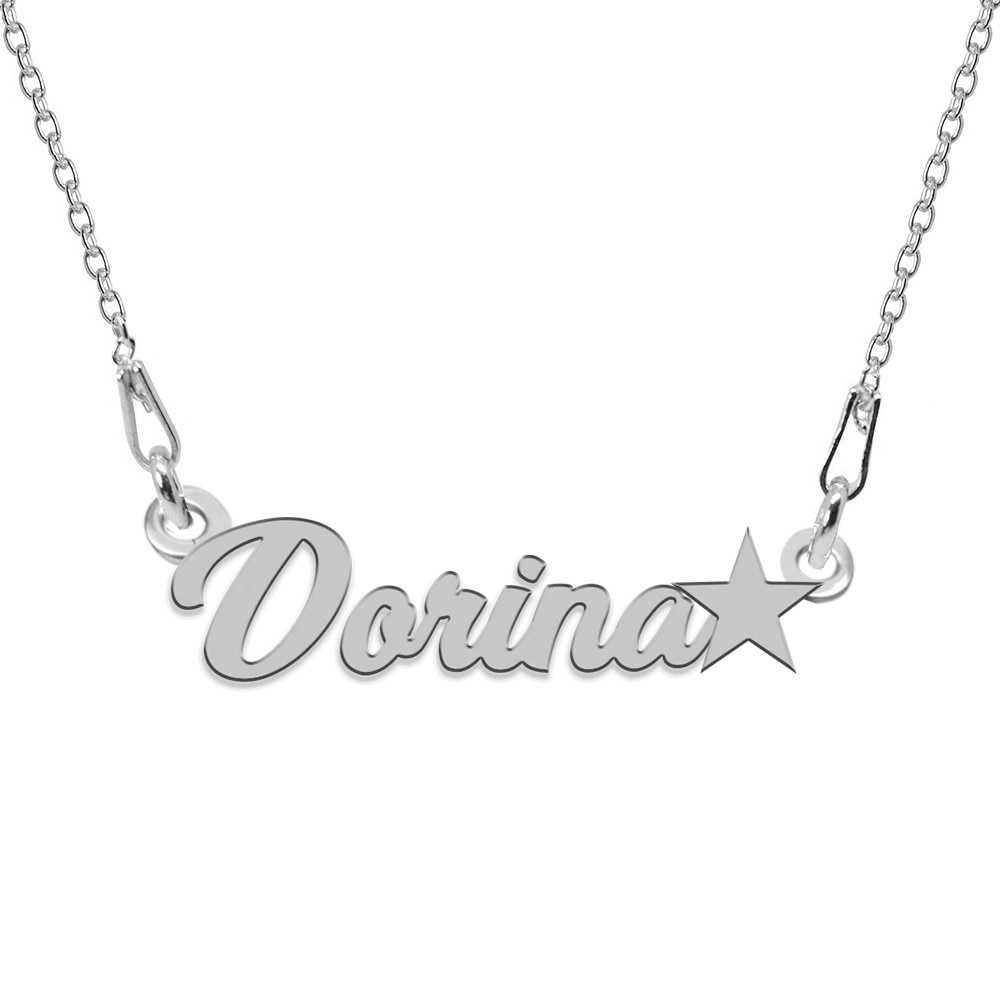 Colier Argint, Steluta, Nume Dorina , BijouxMAG, 45 cm