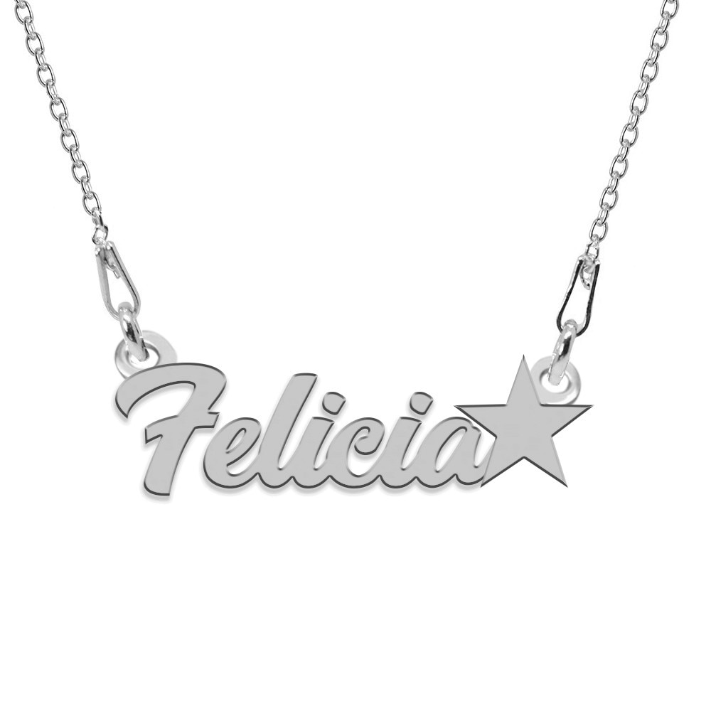 Colier Argint, Steluta, Nume Felicia , BijouxMAG, 45 cm