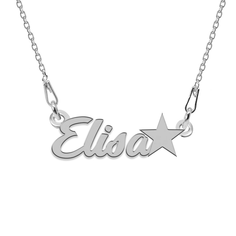 Colier Argint, Steluta, Nume Elisa , BijouxMAG, 45 cm