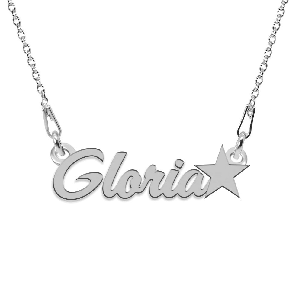Colier Argint, Steluta, Nume Gloria , BijouxMAG, 45 cm