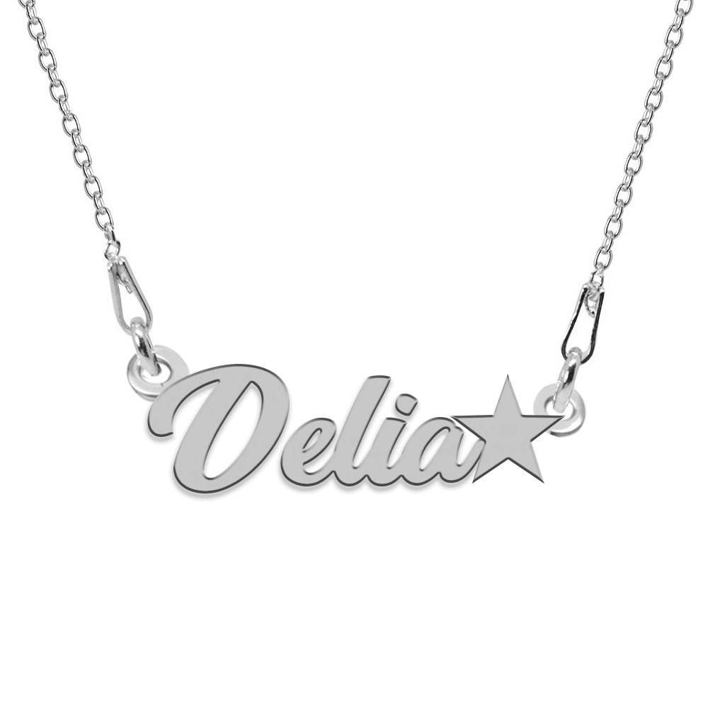 Colier Argint, Steluta, Nume Delia , BijouxMAG, 45 cm