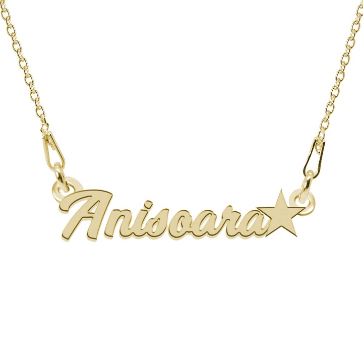 Colier Argint 925, Placat cu Aur 24K, Steluta, Nume Anisoara, 45 cm