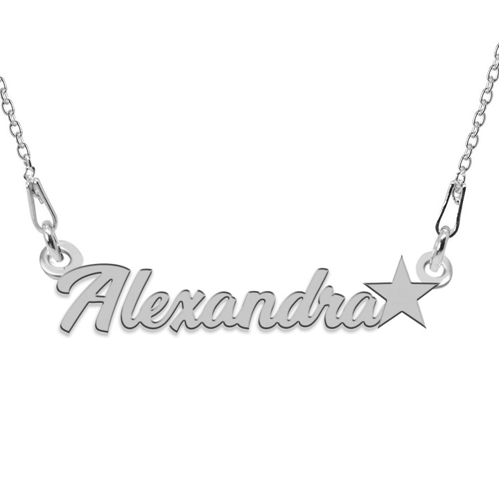 Colier Argint 925, Steluta, Nume Alexandra, 45 cm