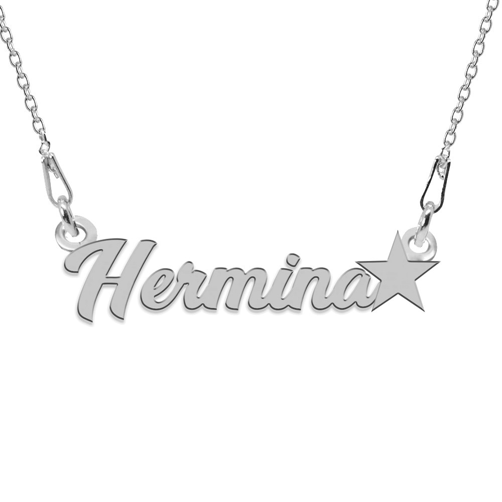 Colier Argint, Steluta, Nume Hermina , BijouxMAG, 45 cm