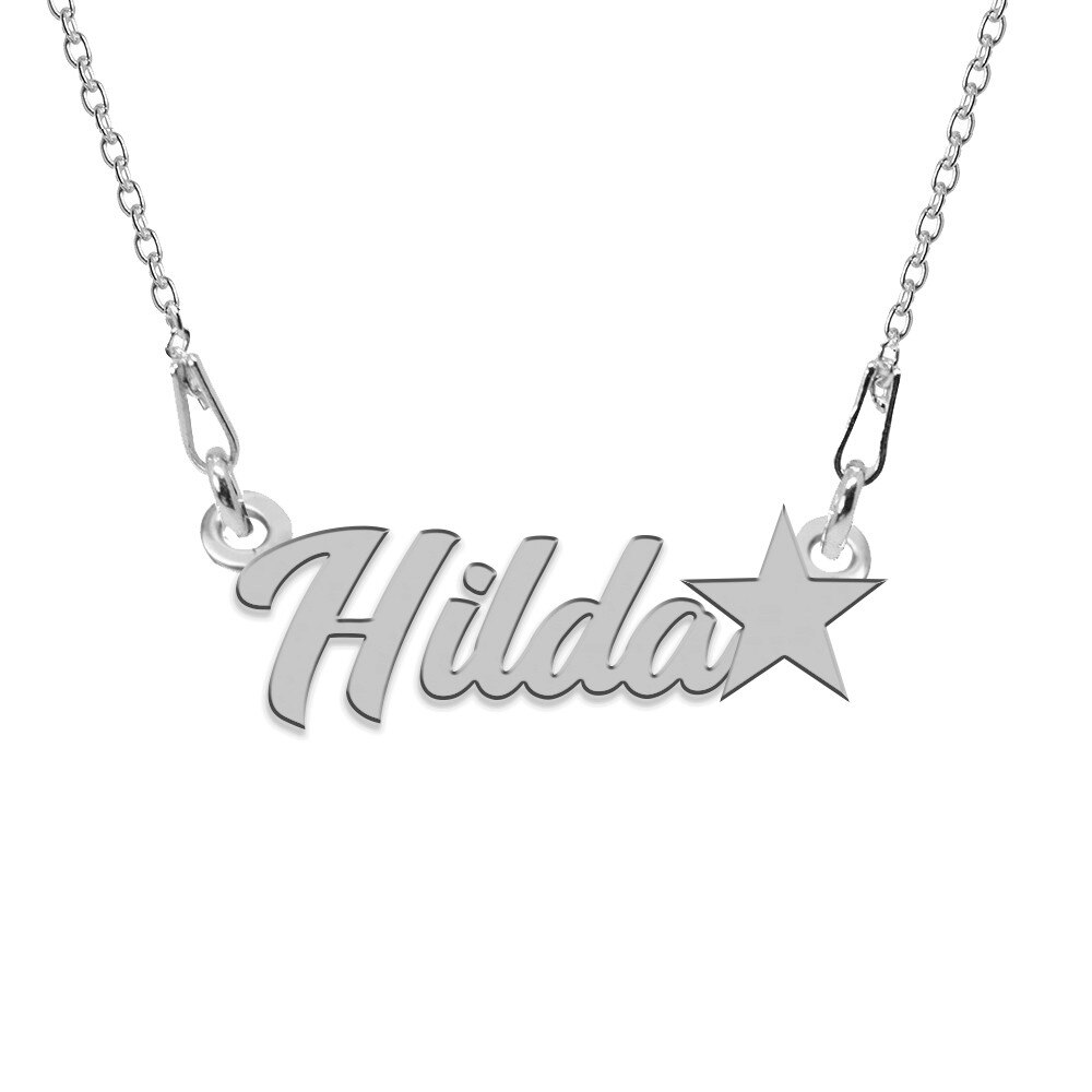 Colier Argint, Steluta, Nume Hilda , BijouxMAG, 45 cm
