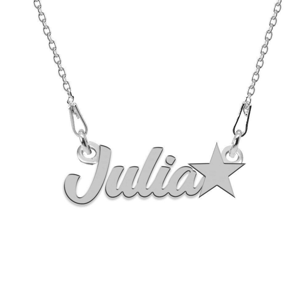 Colier Argint, Steluta, Nume Julia , BijouxMAG, 45 cm