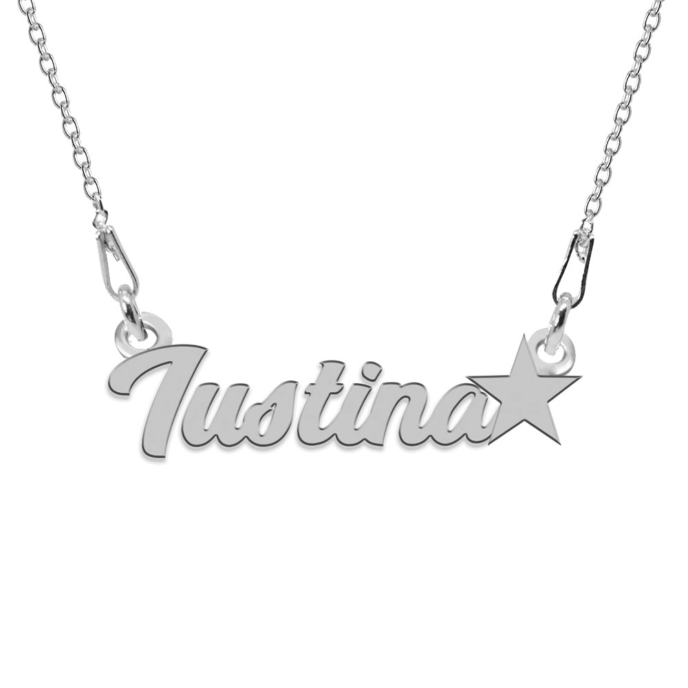 Colier Argint, Steluta, Nume Iustina , BijouxMAG, 45 cm