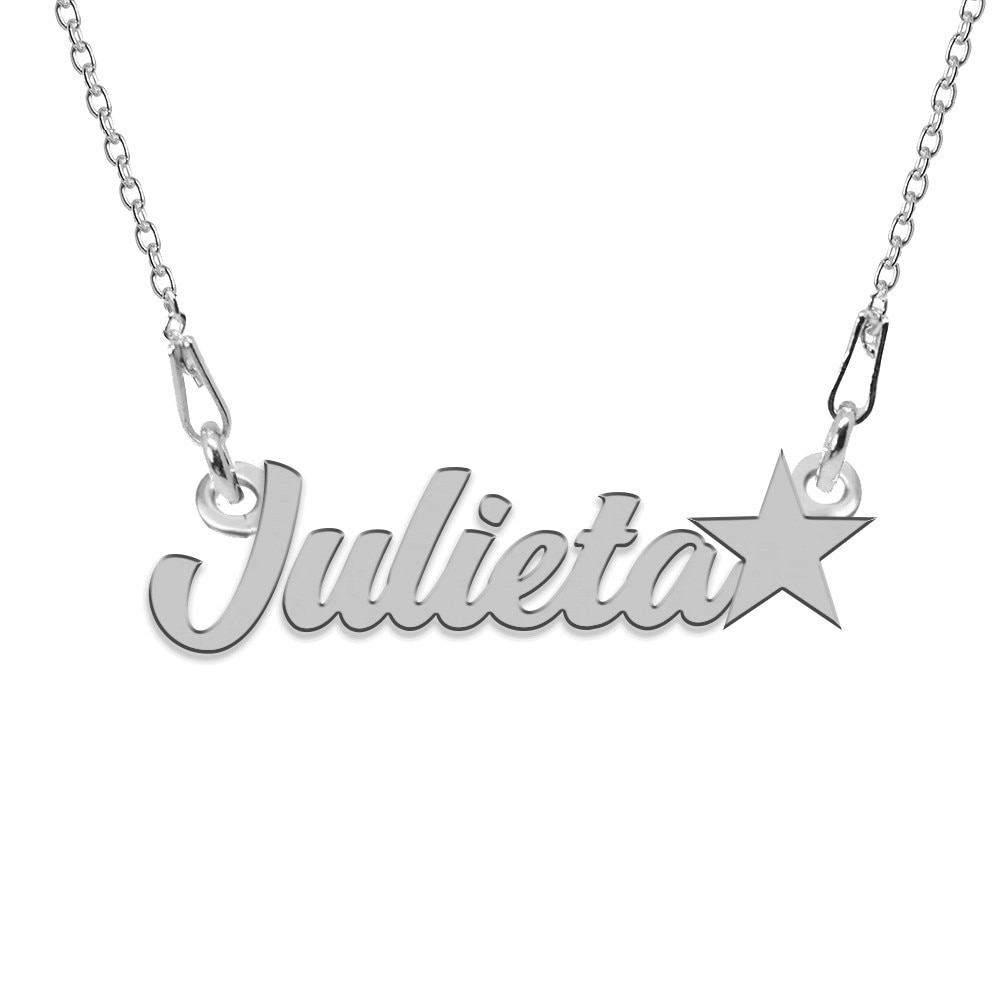 Colier Argint, Steluta, Nume Julieta , BijouxMAG, 45 cm