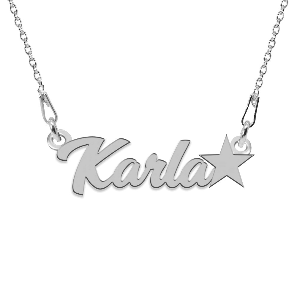 Colier Argint, Steluta, Nume Karla , BijouxMAG, 45 cm
