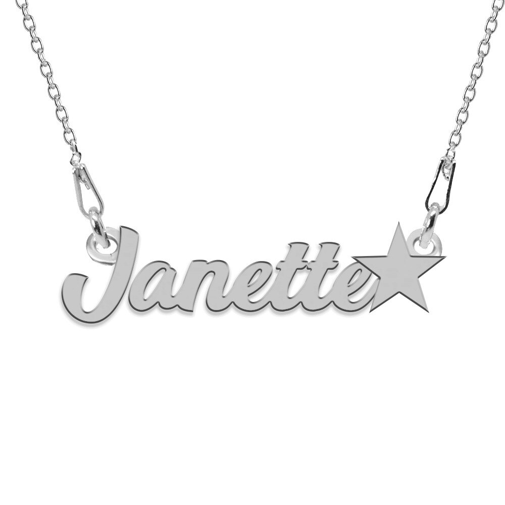 Colier Argint, Steluta, Nume Janette , BijouxMAG, 45 cm