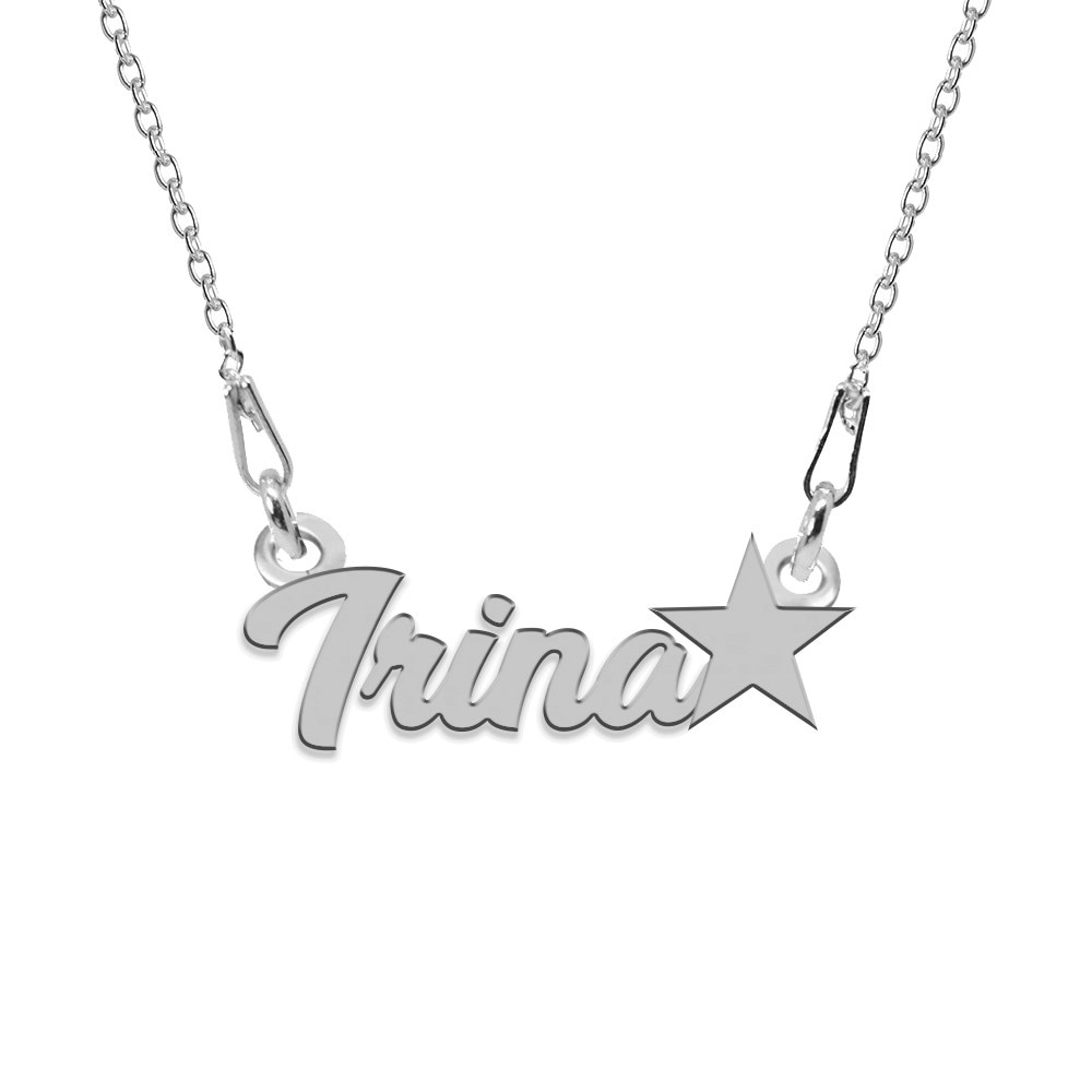 Colier Argint, Steluta, Nume Irina , BijouxMAG, 45 cm