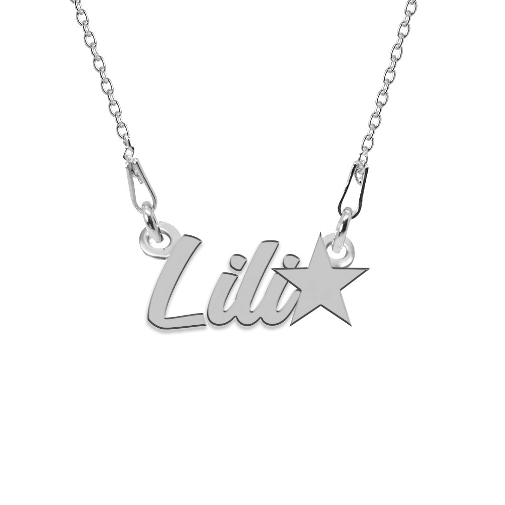 Colier Argint, Steluta, Nume Lili , BijouxMAG, 45 cm
