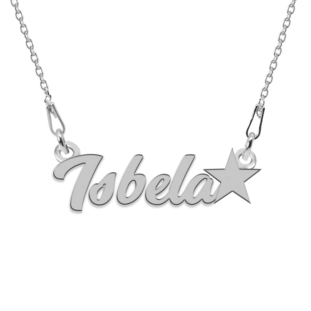 Colier Argint, Steluta, Nume Isabela , BijouxMAG, 45 cm