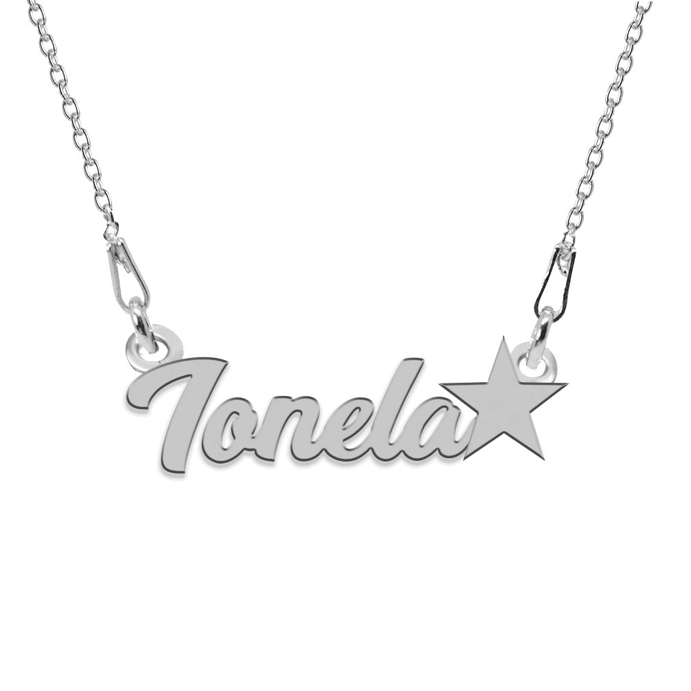 Colier Argint, Steluta, Nume Ionela , BijouxMAG, 45 cm